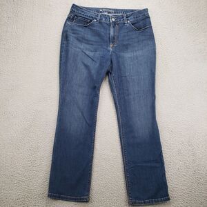 Lee Jeans Womens 14 Short Blue Straight Leg High‎ Rise Distressed Pockets Casual